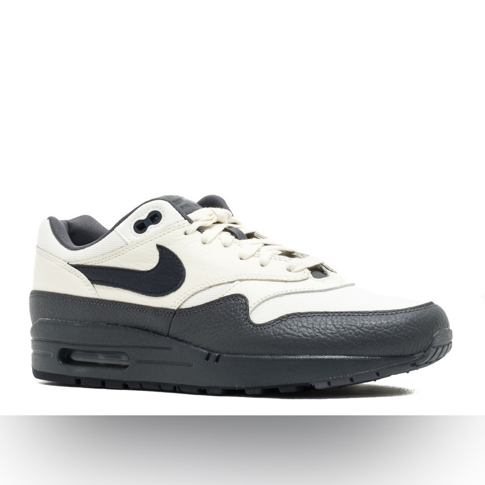 Nike women’s Air Max 1 Premium Sail/Dark Obsidian colorway sneakers size 10.5